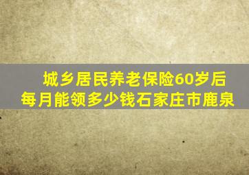 城乡居民养老保险60岁后每月能领多少钱石家庄市鹿泉