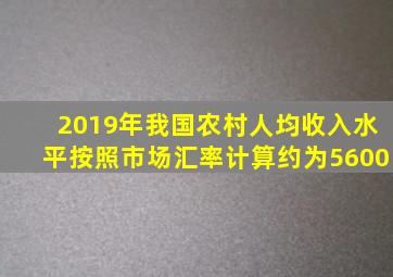 2019年我国农村人均收入水平按照市场汇率计算约为5600