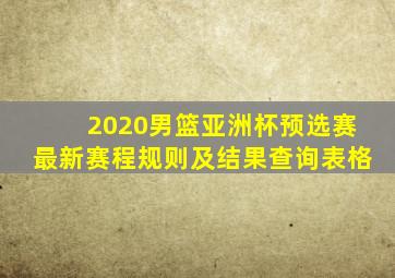2020男篮亚洲杯预选赛最新赛程规则及结果查询表格