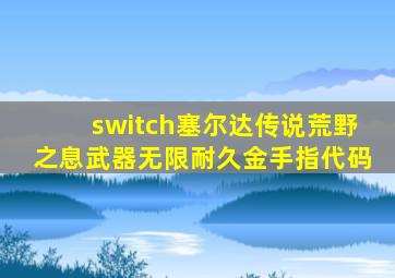switch塞尔达传说荒野之息武器无限耐久金手指代码