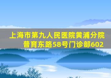 上海市第九人民医院黄浦分院普育东路58号门诊部602
