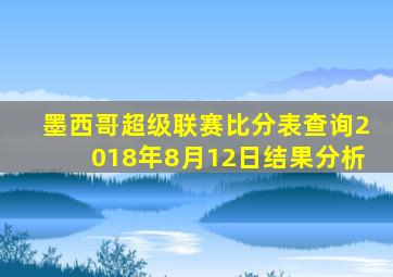 墨西哥超级联赛比分表查询2018年8月12日结果分析