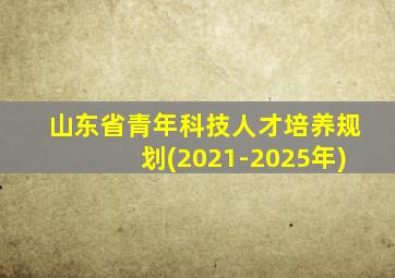 山东省青年科技人才培养规划(2021-2025年)
