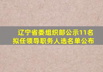 辽宁省委组织部公示11名拟任领导职务人选名单公布