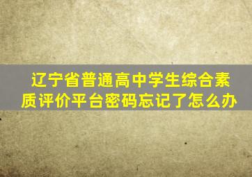 辽宁省普通高中学生综合素质评价平台密码忘记了怎么办
