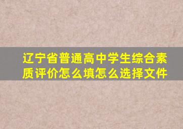 辽宁省普通高中学生综合素质评价怎么填怎么选择文件